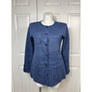 Pendleton Women's Heather Blue Indigo Cotton Long Cardigan Sweater Large